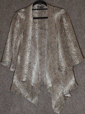 I.N. Studio Womens Plus Size 1X Brown/White Sheer Flowing Shrug 3/4 Bell Sleeve